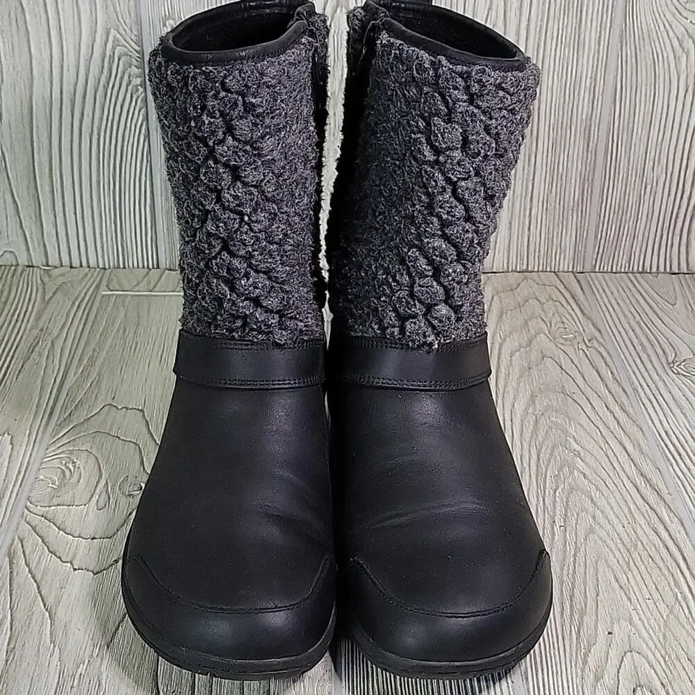 Merrell Encore Kassie Black Grey Wool Winter Boots Womens Size 9.5